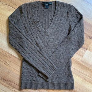 Ralph Lauren Black Label cable knit v-neck sweater